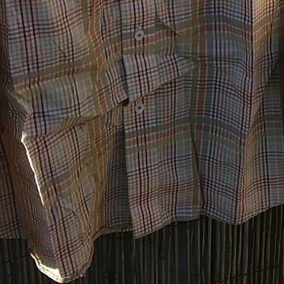 Sean John Men's Plaid Orange Yellow Gray Brown Button Down - XXL - Picture 5 of 11